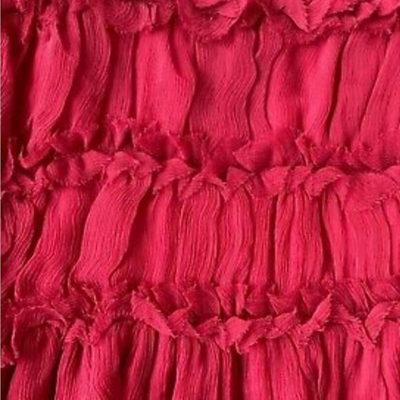 Anthropologie Burlapp Red Silk Cocktail Dress Ruched Roses Small Formal - Picture 10 of 11